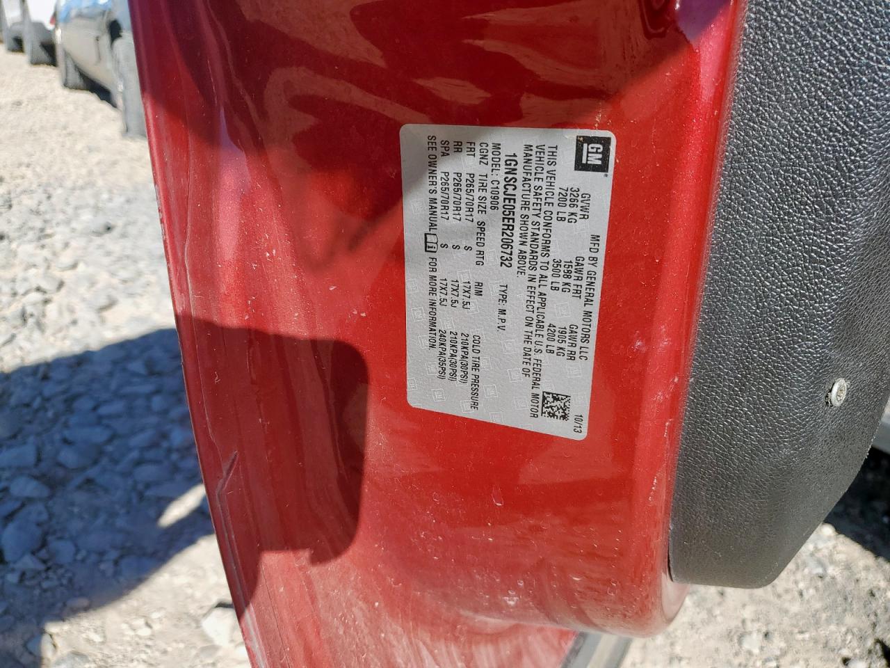 2014 Chevrolet Suburban C1500 Lt VIN: 1GNSCJE05ER206732 Lot: 92944785