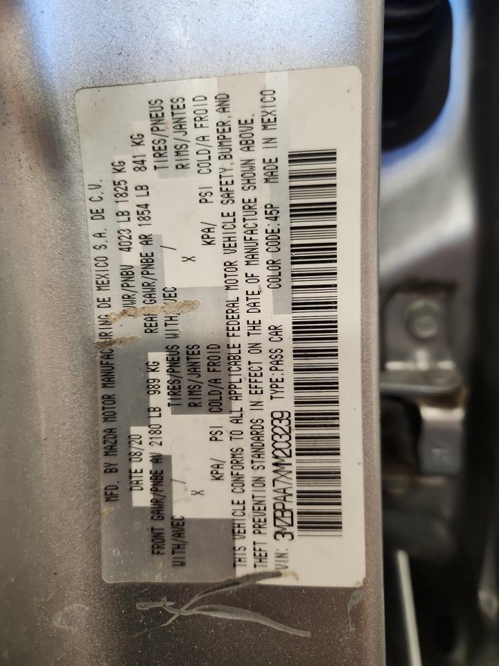 2021 Mazda 3 VIN: 3MZBPAA7XMM203239 Lot: 92470715