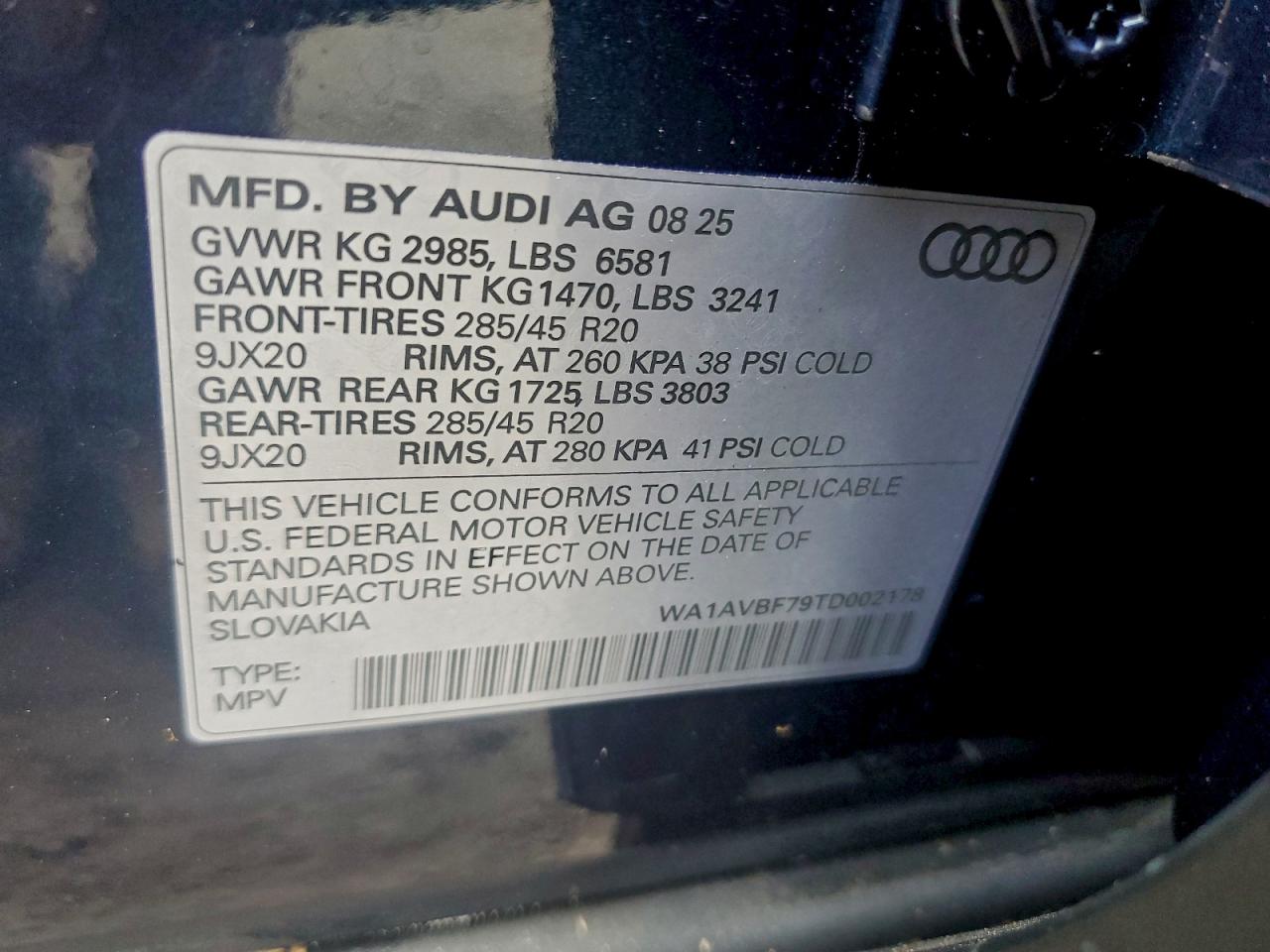 2026 Audi Q7 Premium VIN: WA1AVBF79TD002178 Lot: 94506265