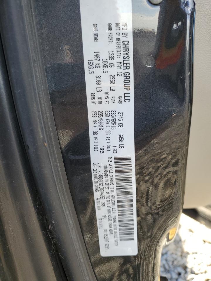 2012 Dodge Grand Caravan Sxt VIN: 2C4RDGCG1CR374253 Lot: 92828085