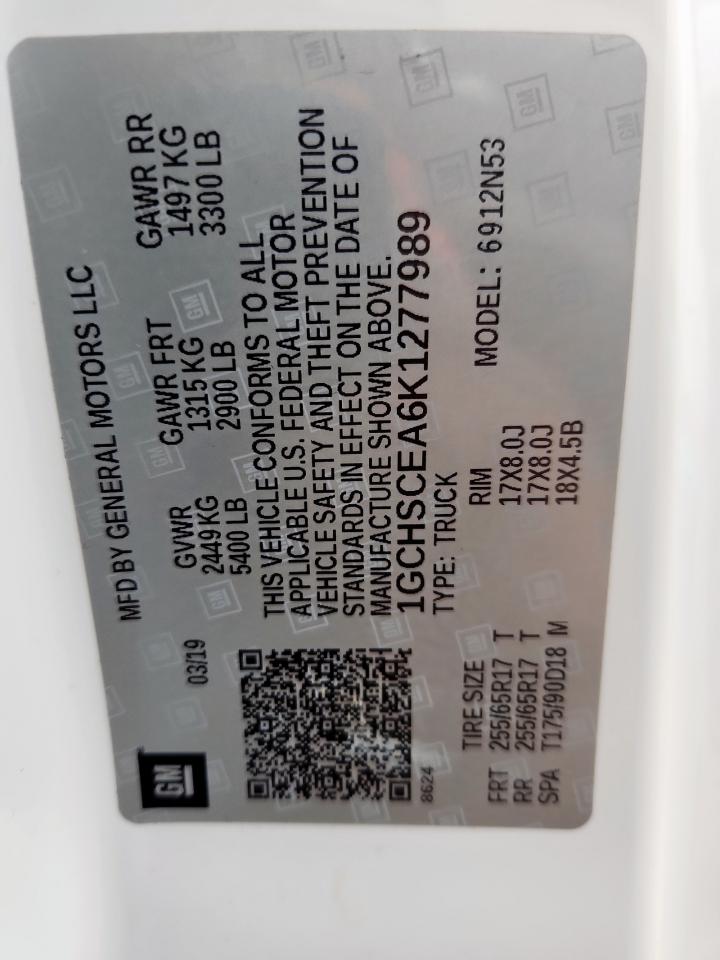 2019 Chevrolet Colorado Lt VIN: 1GCHSCEA6K1277989 Lot: 93658565