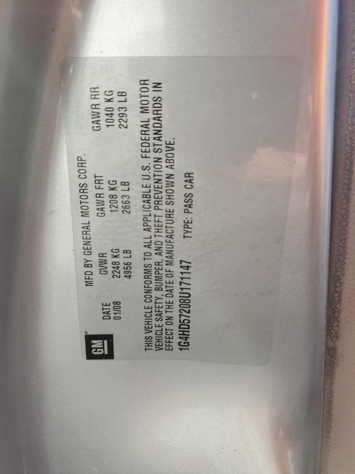 2008 Buick Lucerne Cxl VIN: 1G4HD57208U171147 Lot: 92361945