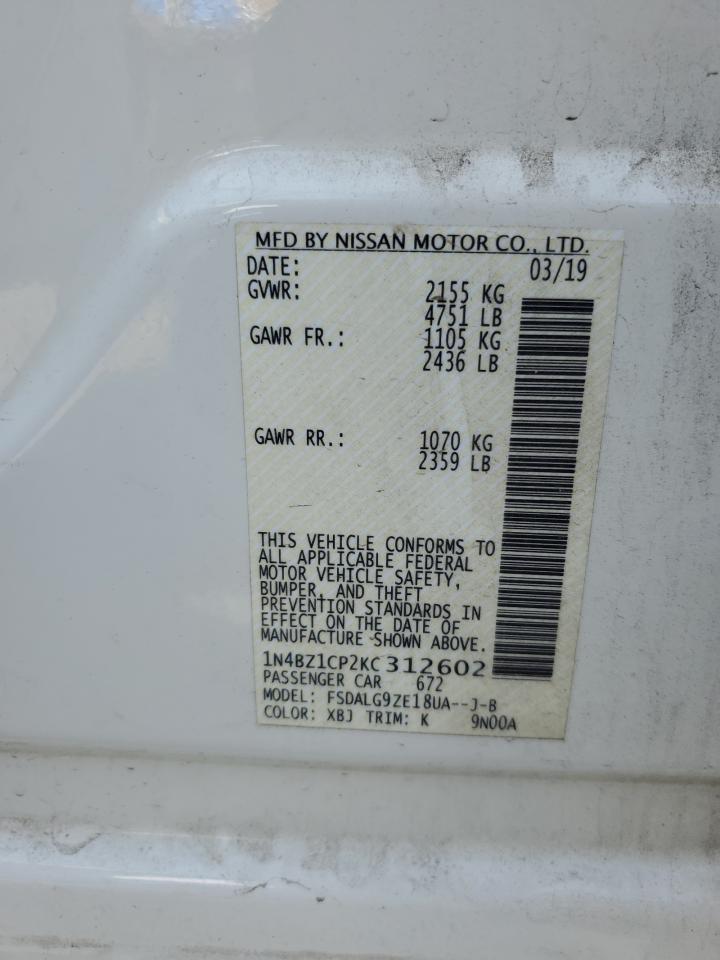 2019 Nissan Leaf S Plus VIN: 1N4BZ1CP2KC312602 Lot: 92955755