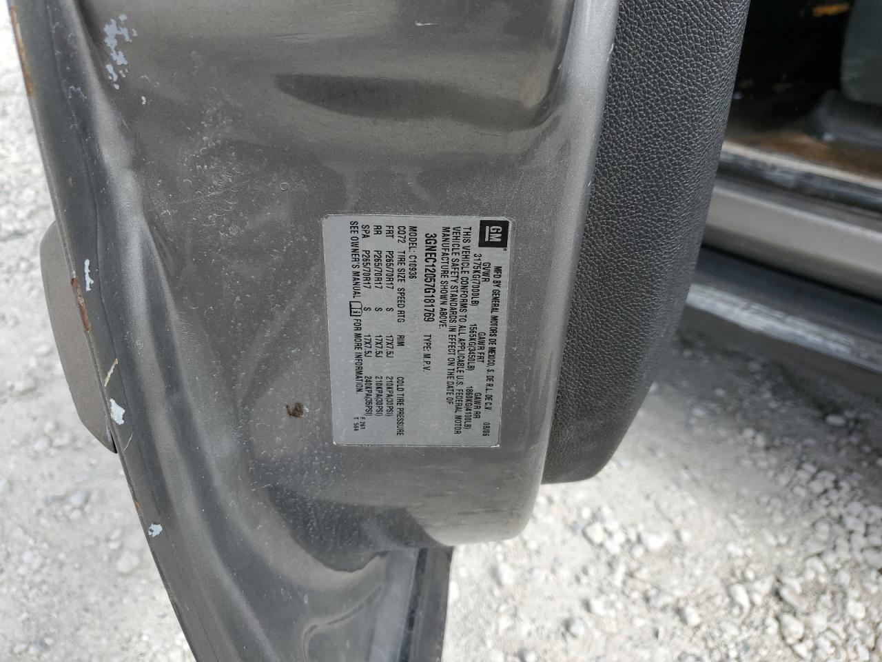 2007 Chevrolet Avalanche C1500 VIN: 3GNEC12057G181769 Lot: 91353755