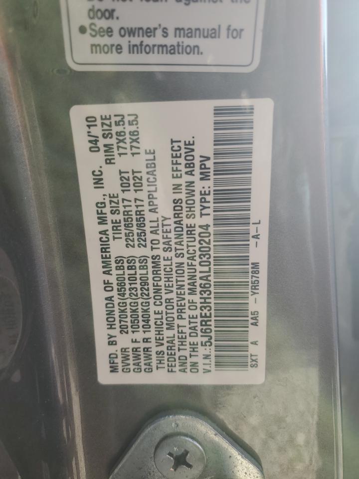 2010 Honda Cr-V Lx VIN: 5J6RE3H36AL030204 Lot: 91002885