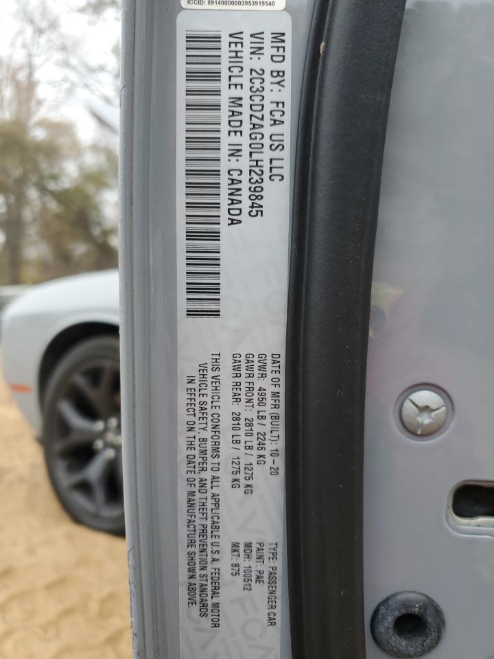 2020 Dodge Challenger Sxt VIN: 2C3CDZAG0LH239845 Lot: 93658815