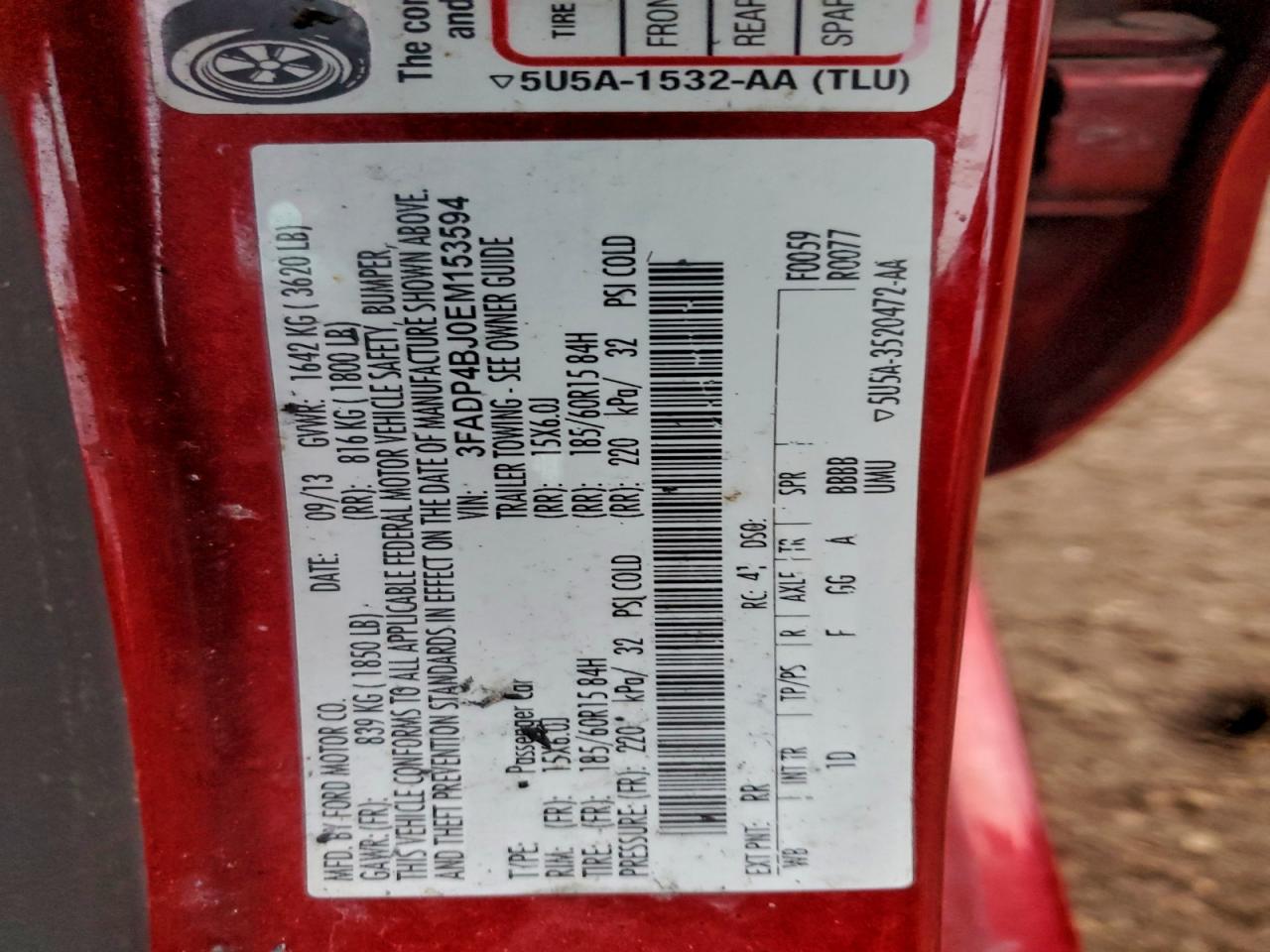 2014 Ford Fiesta Se VIN: 3FADP4BJ0EM153594 Lot: 93831685