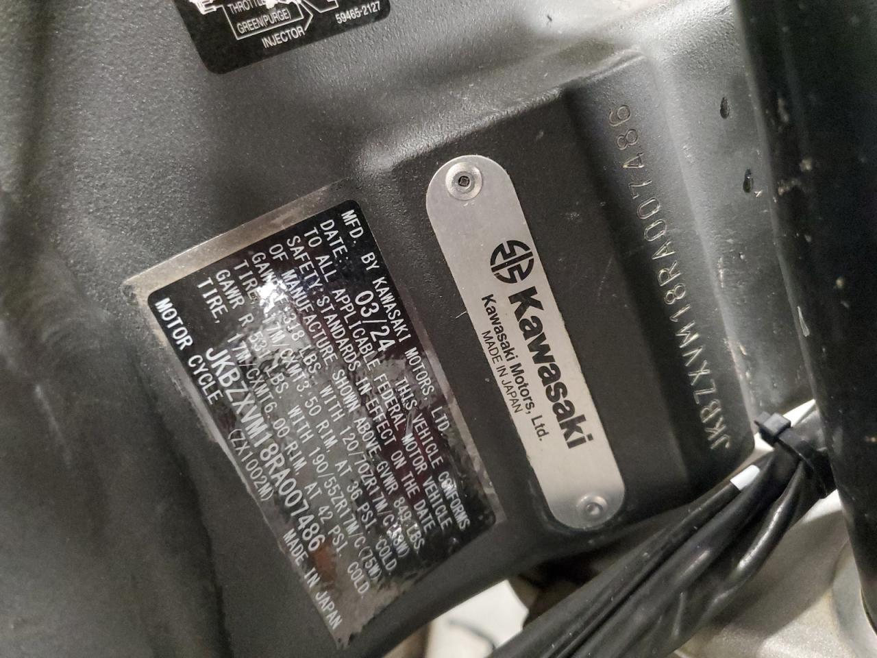 2024 Kawasaki Zx1002 M VIN: JKBZXVM18RA007486 Lot: 91911505