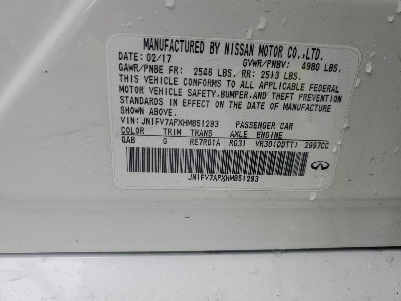 2017 Infiniti Q50 Red Sport 400 VIN: JN1FV7APXHM851293 Lot: 93189295