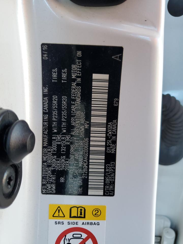 2016 Lexus Rx 450H Base VIN: 2T2BGMCA4GC006606 Lot: 91442285