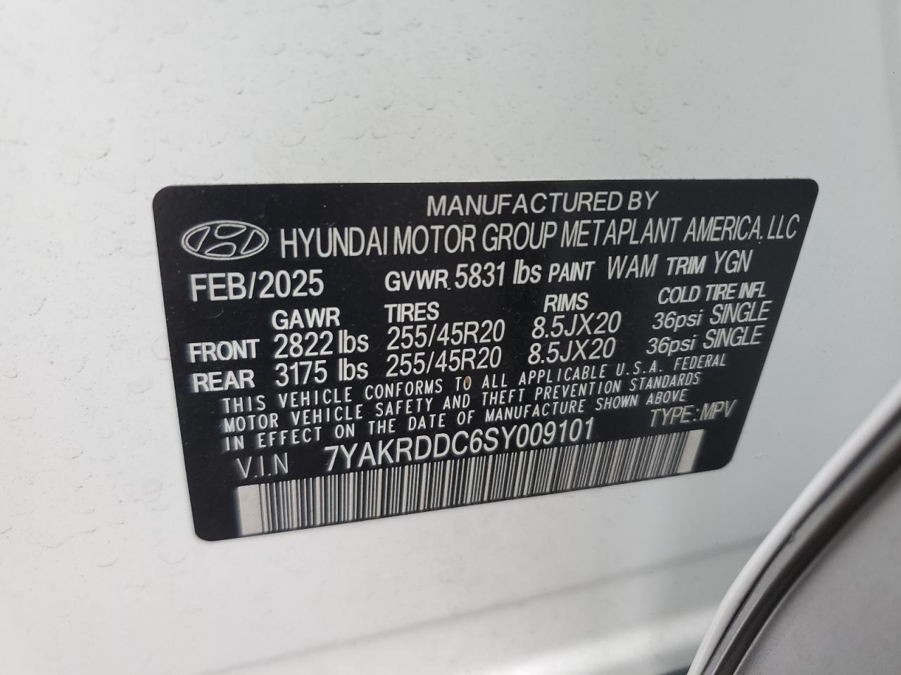 2025 Hyundai Ioniq 5 Limited VIN: 7YAKRDDC6SY009101 Lot: 91826375