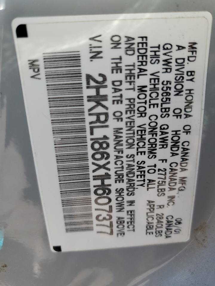 2001 Honda Odyssey Ex VIN: 2HKRL186X1H607377 Lot: 91881345