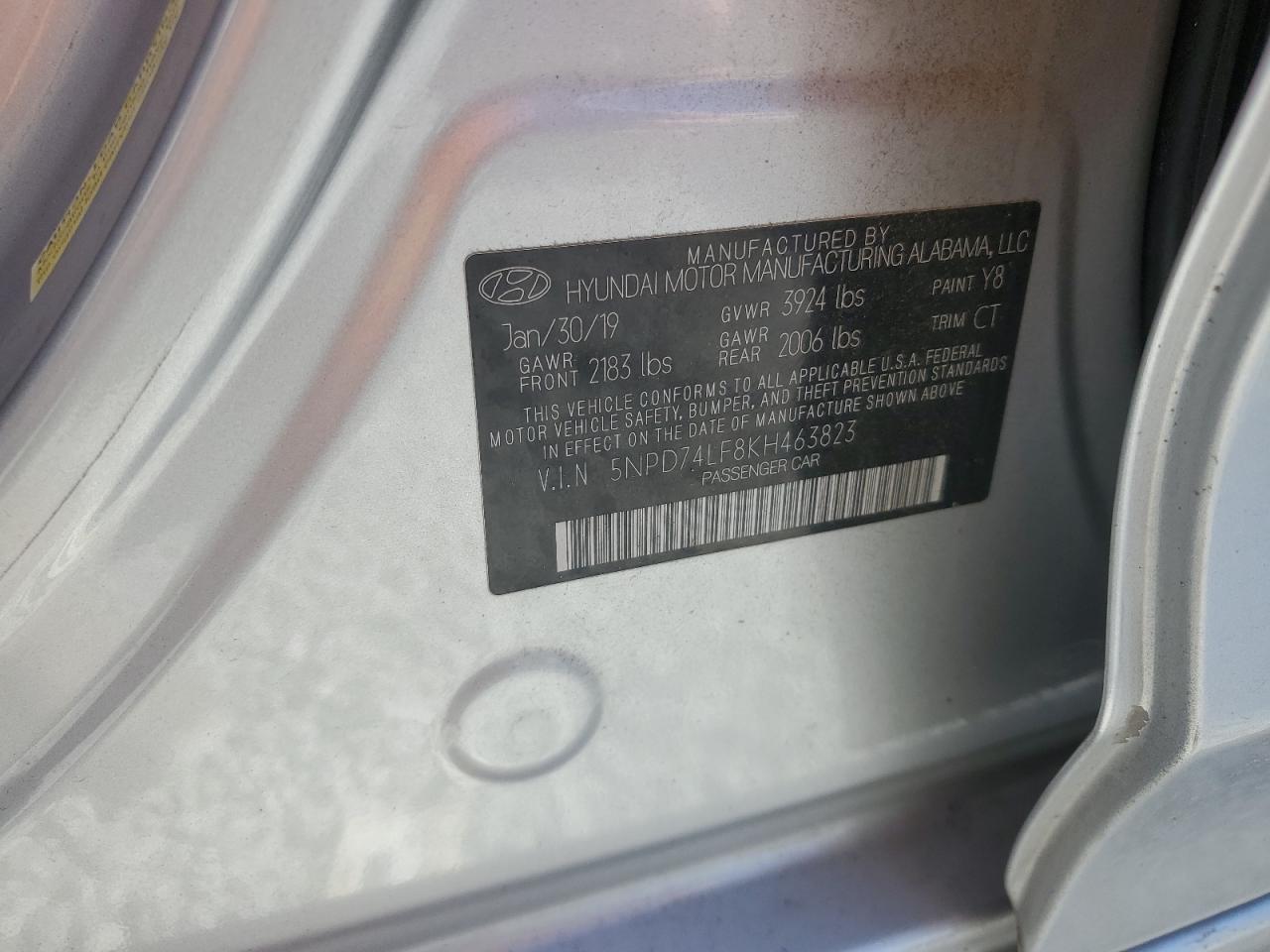 2019 Hyundai Elantra Se VIN: 5NPD74LF8KH463823 Lot: 92467165