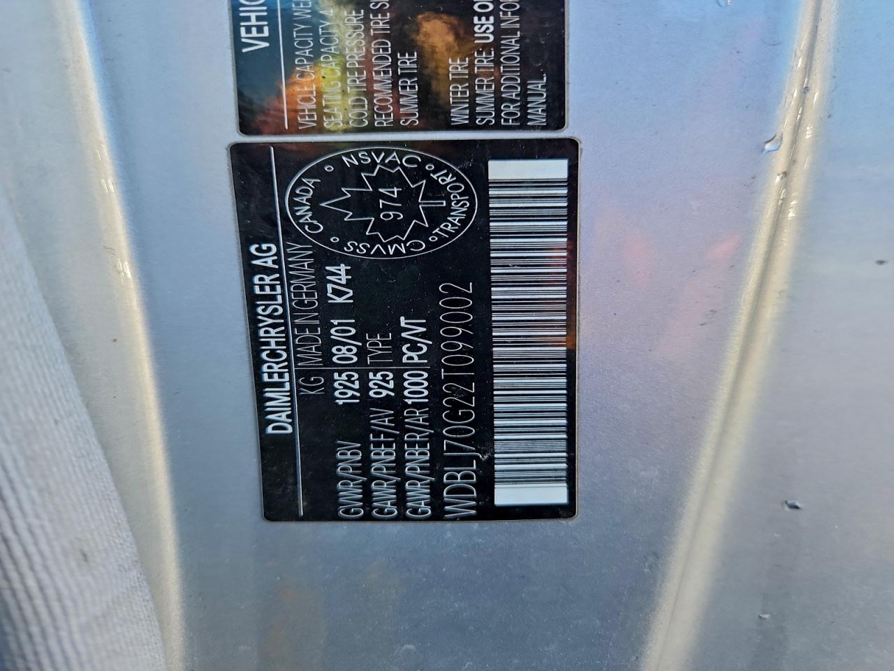 2002 Mercedes-Benz Clk 430 VIN: WDBLJ70G22T099002 Lot: 93419065