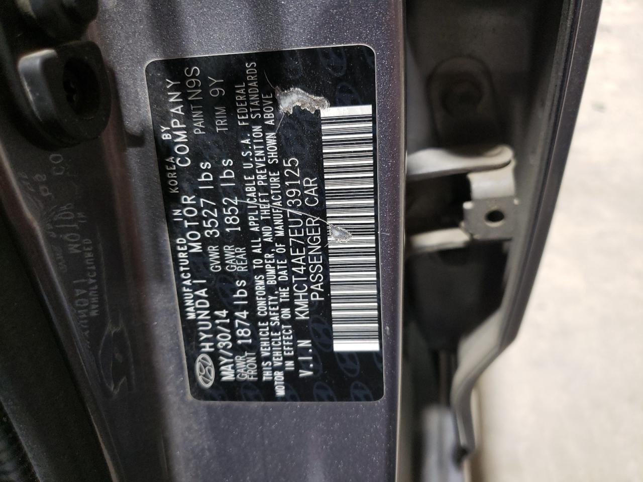 2014 Hyundai Accent Gls VIN: KMHCT4AE7EU739125 Lot: 91783735