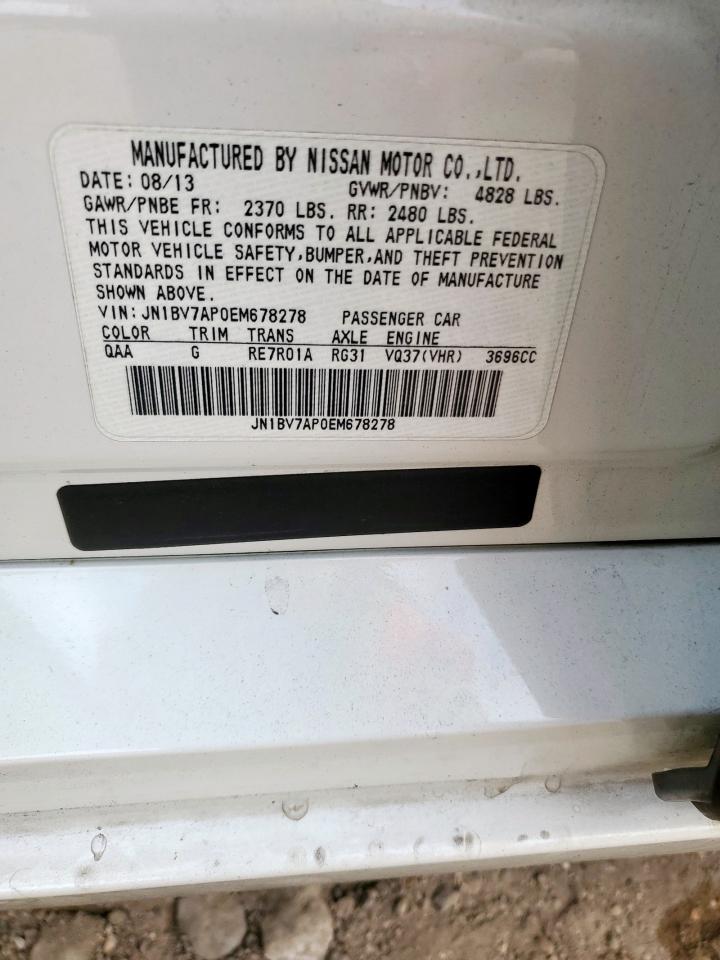 2014 Infiniti Q50 Base VIN: JN1BV7AP0EM678278 Lot: 91453245