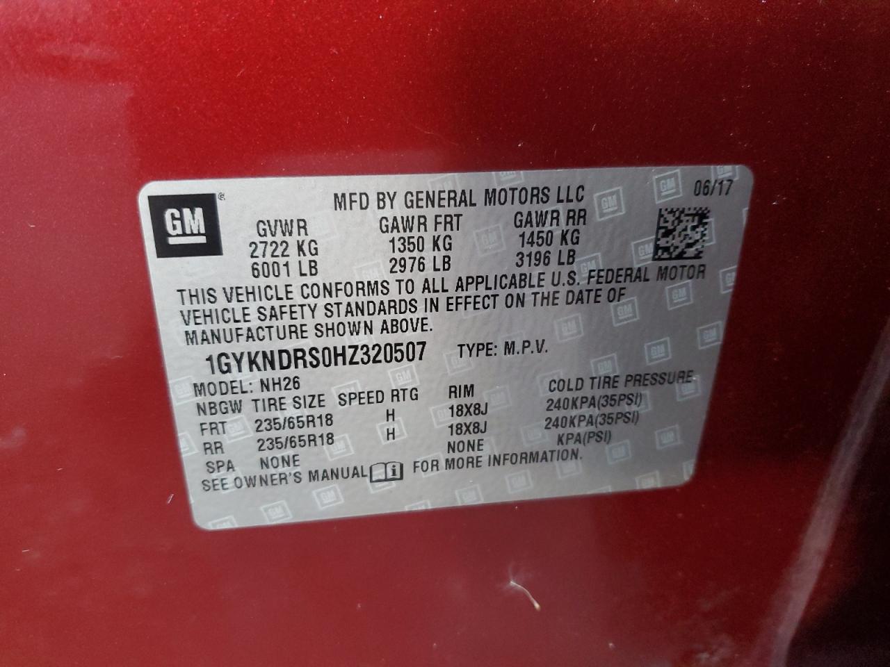 2017 Cadillac Xt5 Luxury VIN: 1GYKNDRS0HZ320507 Lot: 90842115