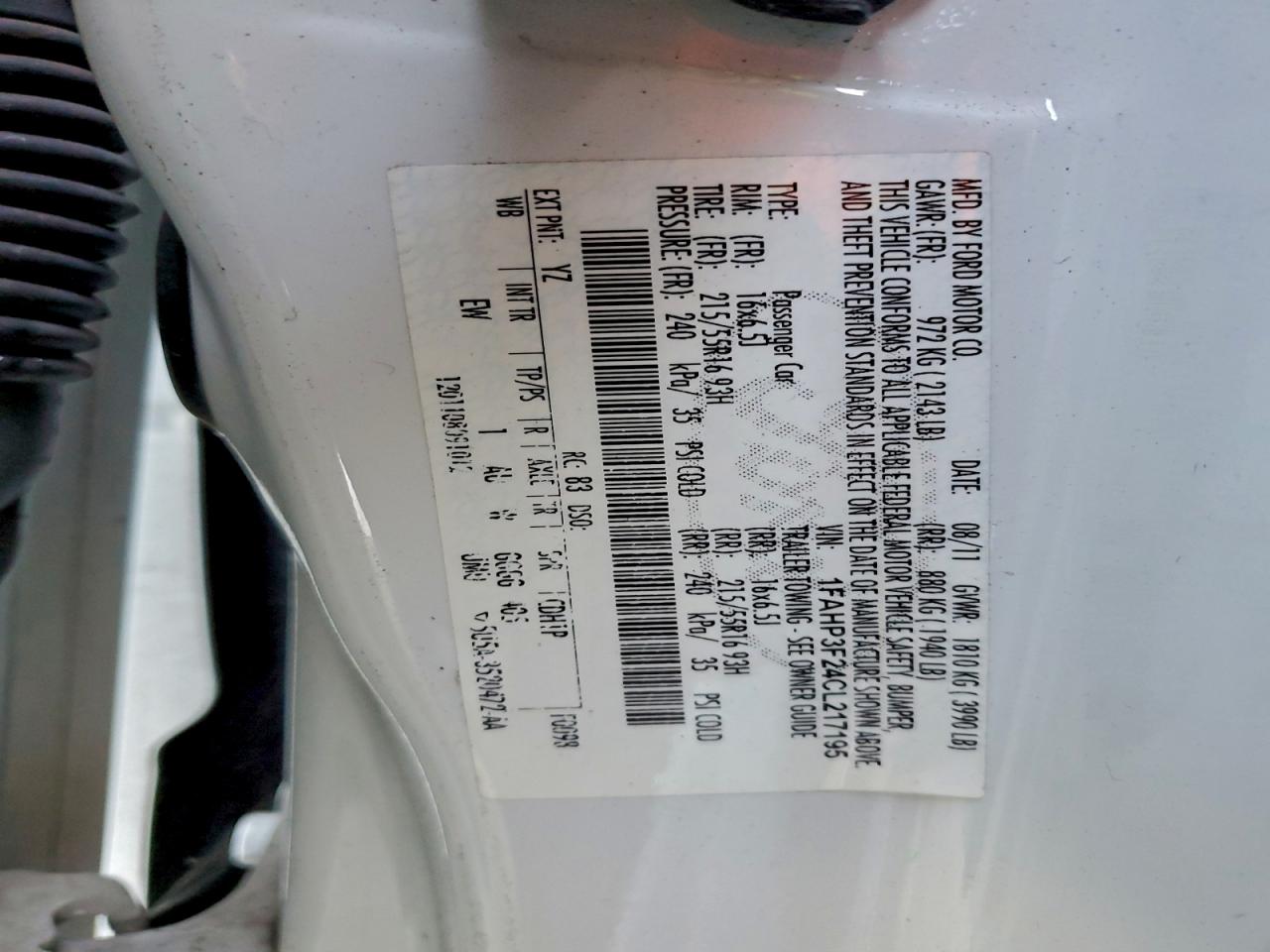 2012 Ford Focus Se VIN: 1FAHP3F24CL217195 Lot: 94507455