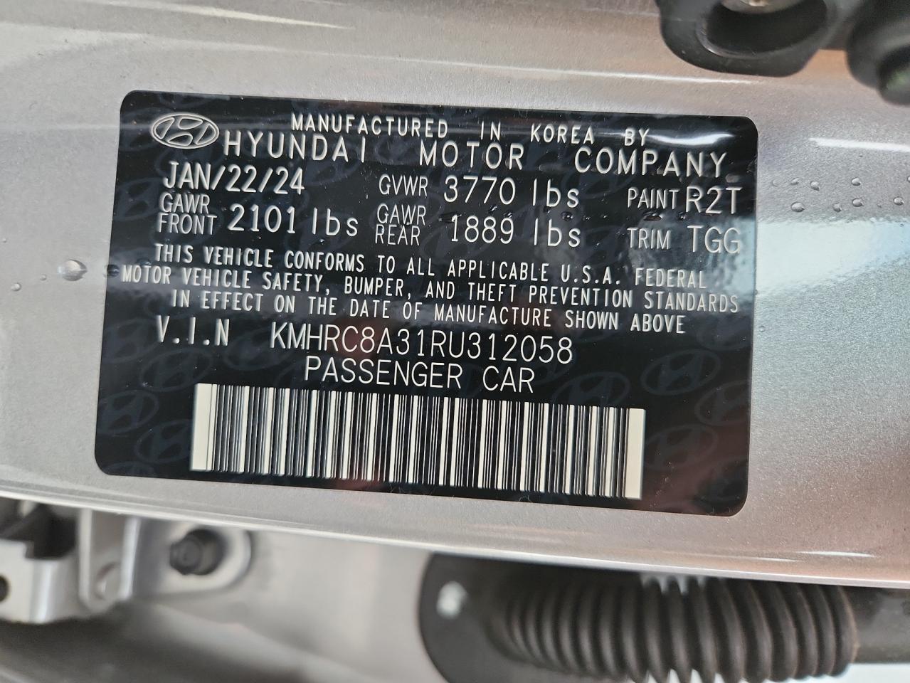 2024 Hyundai Venue Sel VIN: KMHRC8A31RU312058 Lot: 91814845