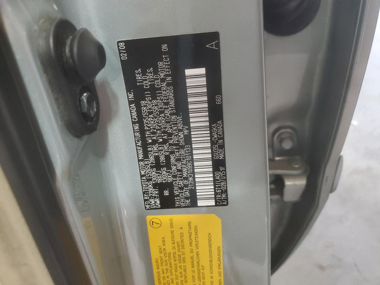 2009 Lexus Rx 350 VIN: 2T2HK31U99C101133 Lot: 93265505