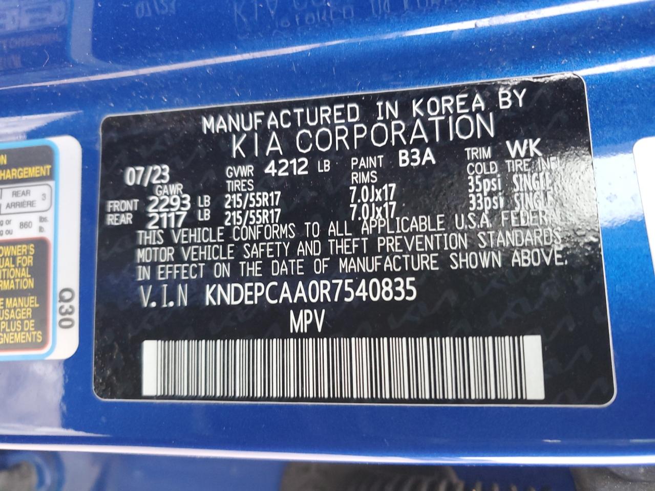 2024 Kia Seltos Lx VIN: KNDEPCAA0R7540835 Lot: 92295505