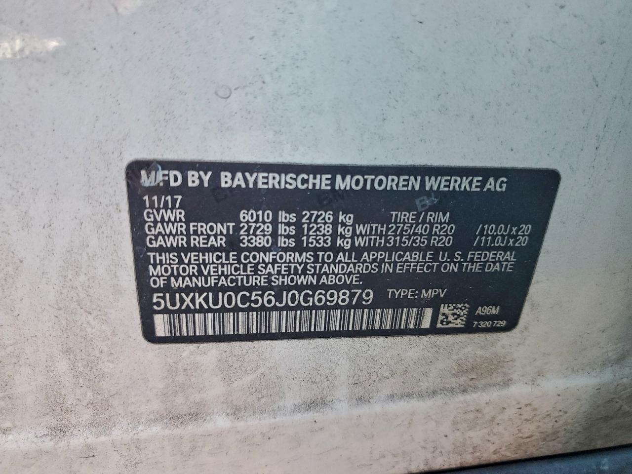 2018 BMW X6 Sdrive35I VIN: 5UXKU0C56J0G69879 Lot: 91355195