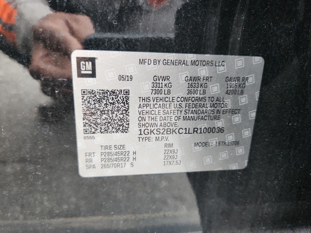 2020 GMC Yukon Slt VIN: 1GKS2BKC1LR100036 Lot: 92616745