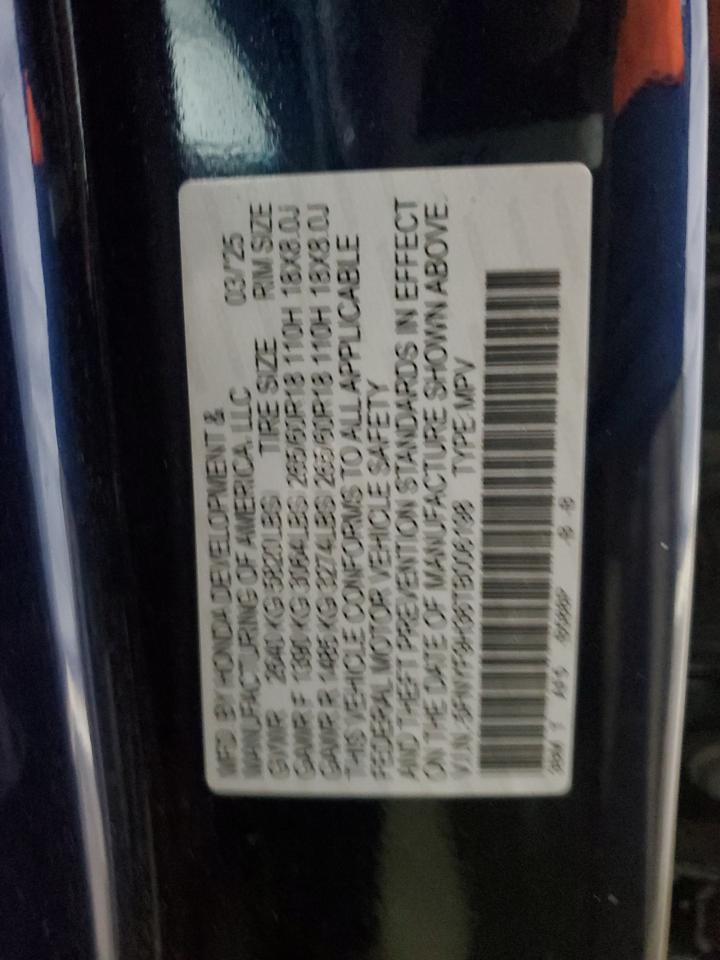 2026 Honda Passport Rtl VIN: 5FNYF9H36TB006198 Lot: 91659925