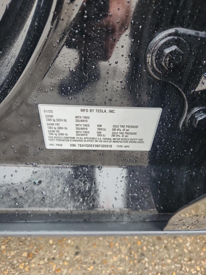 2025 Tesla Model Y VIN: 7SAYGDEE9SF305918 Lot: 84817505