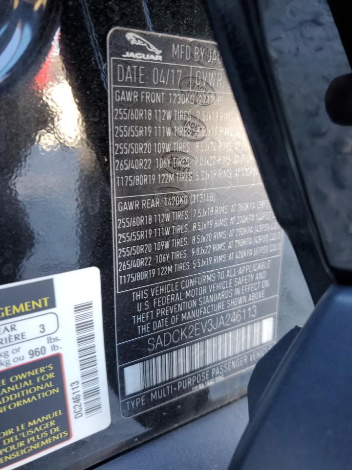 2018 Jaguar F-Pace Prestige VIN: SADCK2EV3JA246113 Lot: 92984185