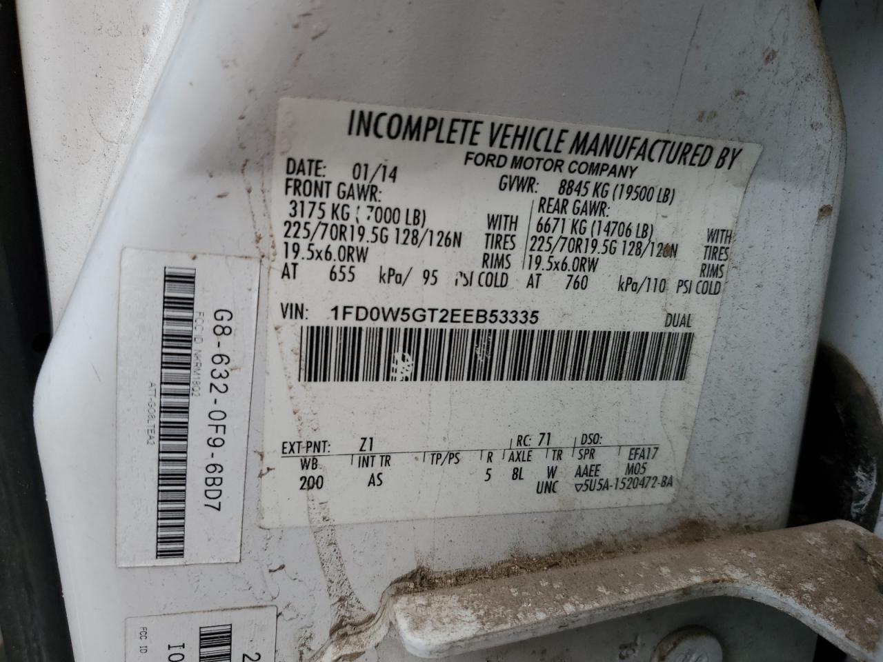 2014 Ford F550 Crew Cc 4X2 VIN: 1FD0W5GT2EEB53335 Lot: 92676315