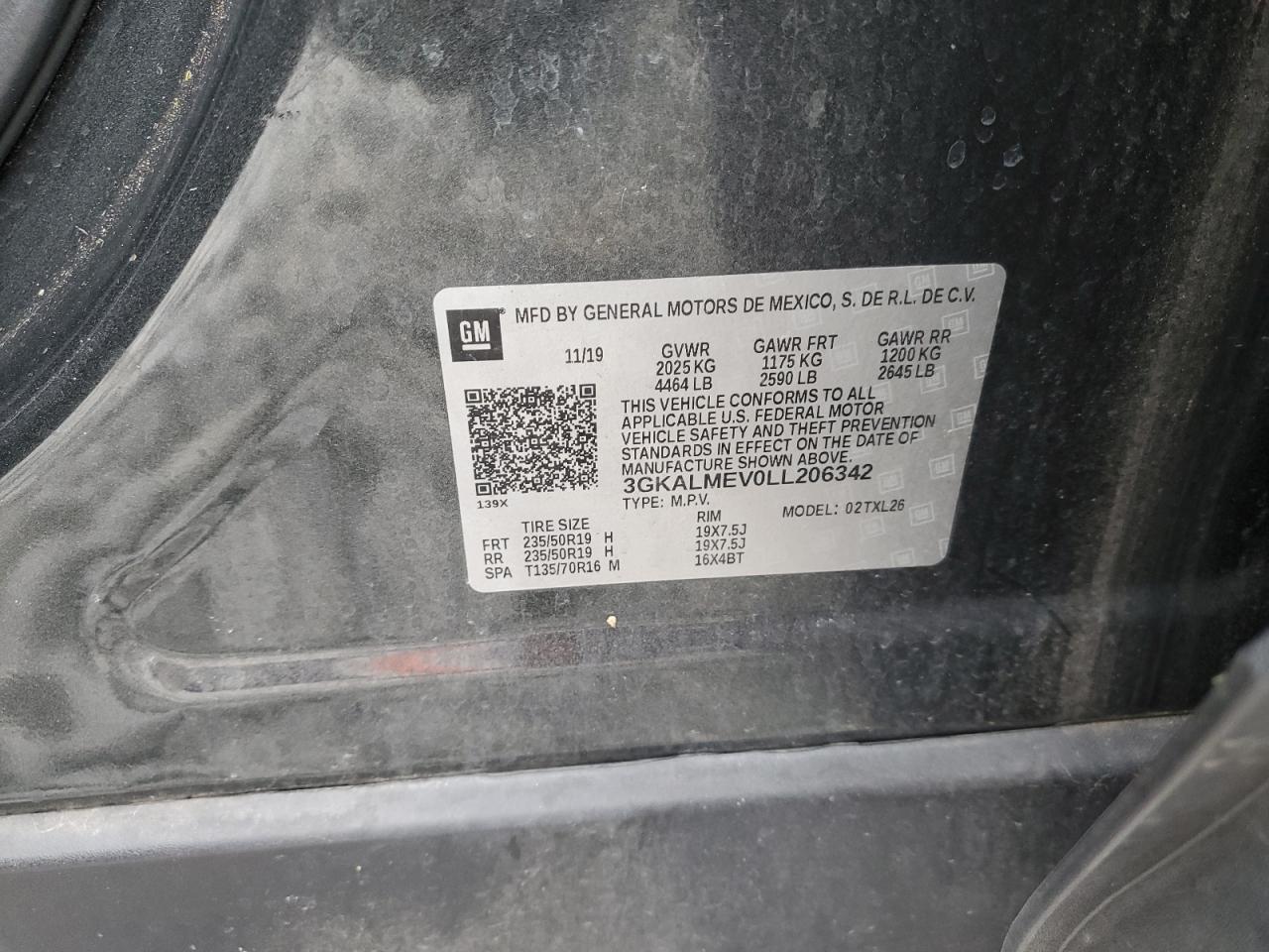 2020 GMC Terrain Sle VIN: 3GKALMEV0LL206342 Lot: 92494455