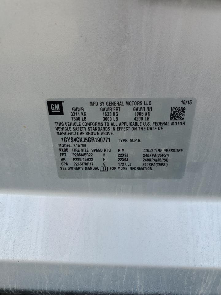 2016 Cadillac Escalade Premium VIN: 1GYS4CKJ5GR190771 Lot: 92677975