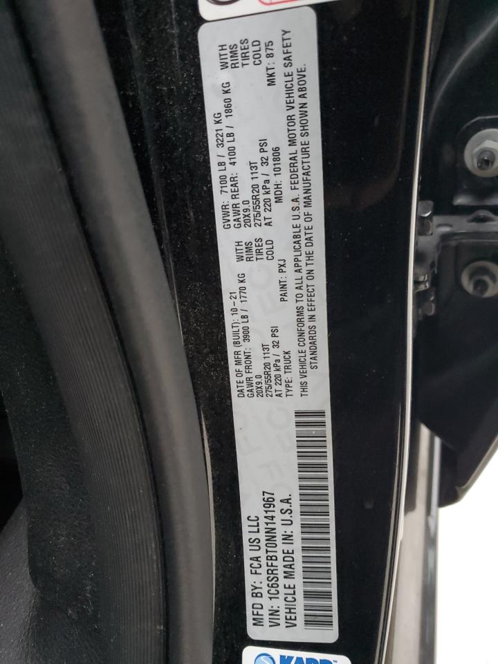 2022 Ram 1500 Big Horn/Lone Star VIN: 1C6SRFBT0NN141967 Lot: 92225585