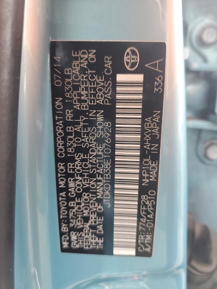 2014 Toyota Prius C VIN: JTDKDTB38E1076928 Lot: 93514335