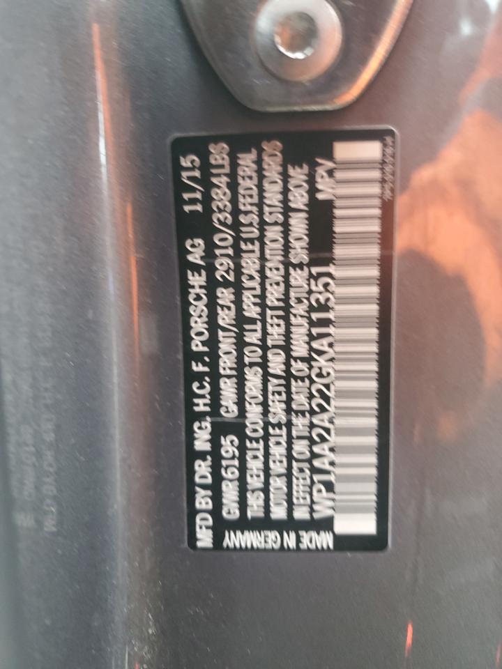 2016 Porsche Cayenne VIN: WP1AA2A22GKA11351 Lot: 92833125