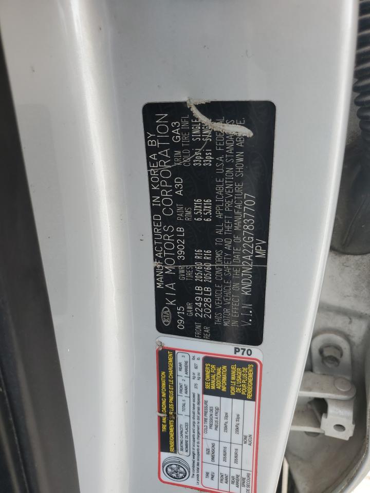 2016 Kia Soul VIN: KNDJN2A22G7837707 Lot: 92905215