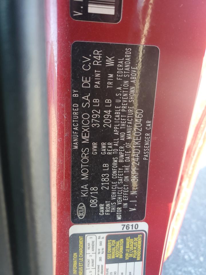 2019 Kia Forte Fe VIN: 3KPF24AD1KE020460 Lot: 92639125