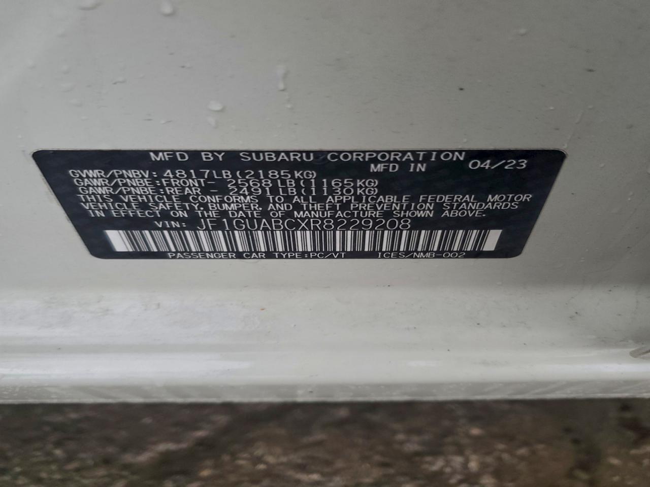 2024 Subaru Impreza VIN: JF1GUABCXR8229208 Lot: 94338295