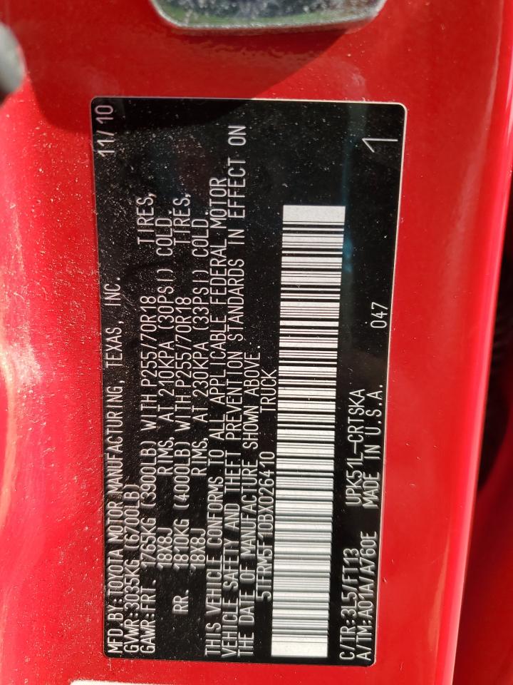 2011 Toyota Tundra Double Cab Sr5 VIN: 5TFRM5F10BX026410 Lot: 93637625