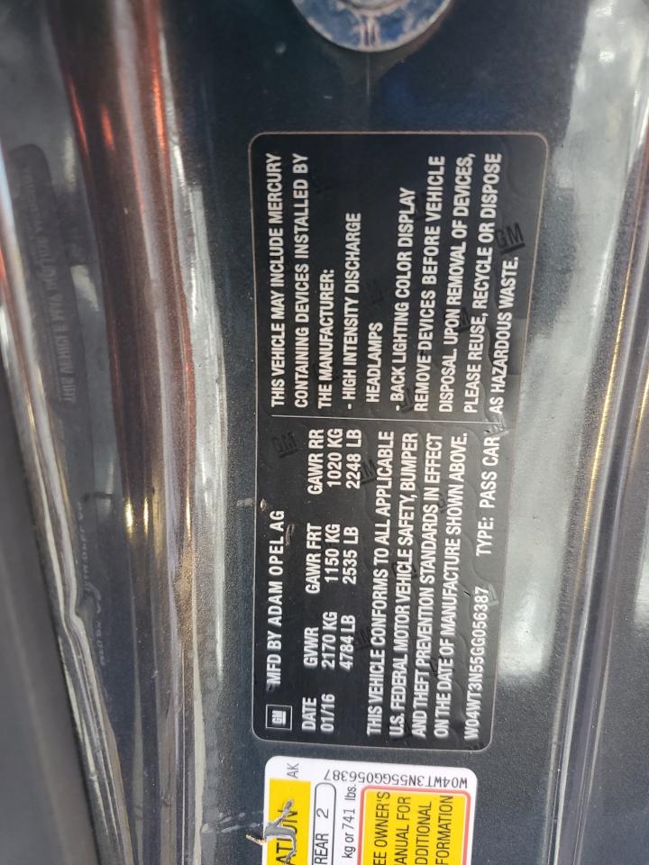 2016 Buick Cascada Premium VIN: W04WT3N55GG056387 Lot: 91120185