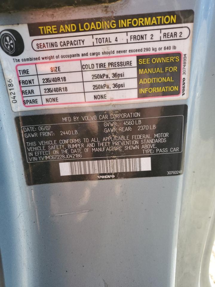 2008 Volvo C70 T5 VIN: YV1MC67228J042186 Lot: 92495425