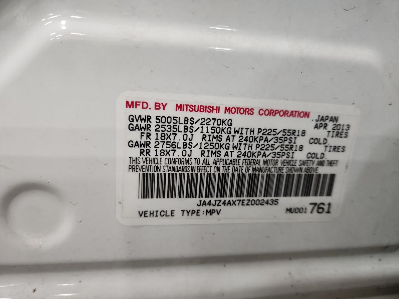 2014 Mitsubishi Outlander Gt VIN: JA4JZ4AX7EZ002435 Lot: 91773715