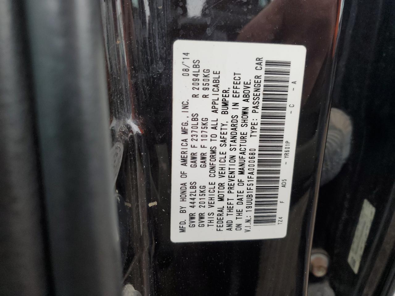 2015 Acura Tlx Tech VIN: 19UUB1F51FA000680 Lot: 93669655