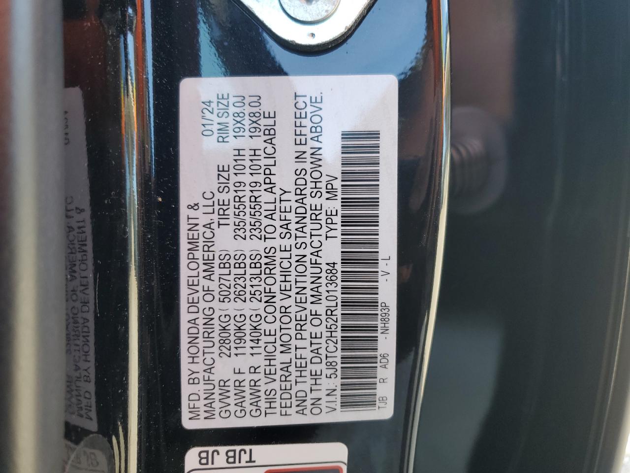 2024 Acura Rdx Technology VIN: 5J8TC2H52RL013684 Lot: 92787935