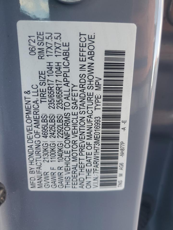 2021 Honda Cr-V Se VIN: 7FARW1H73ME016993 Lot: 92939205