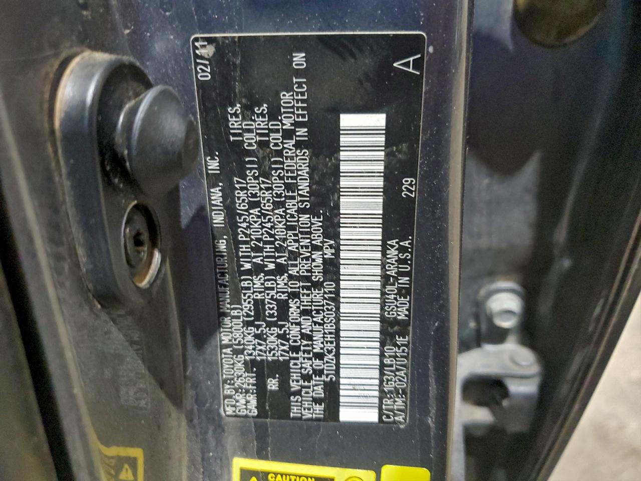 2011 Toyota Highlander Base VIN: 5TDZK3EH1BS037110 Lot: 92078815