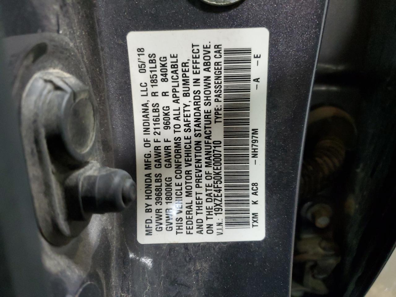 2019 Honda Insight Ex VIN: 19XZE4F50KE000710 Lot: 92094365