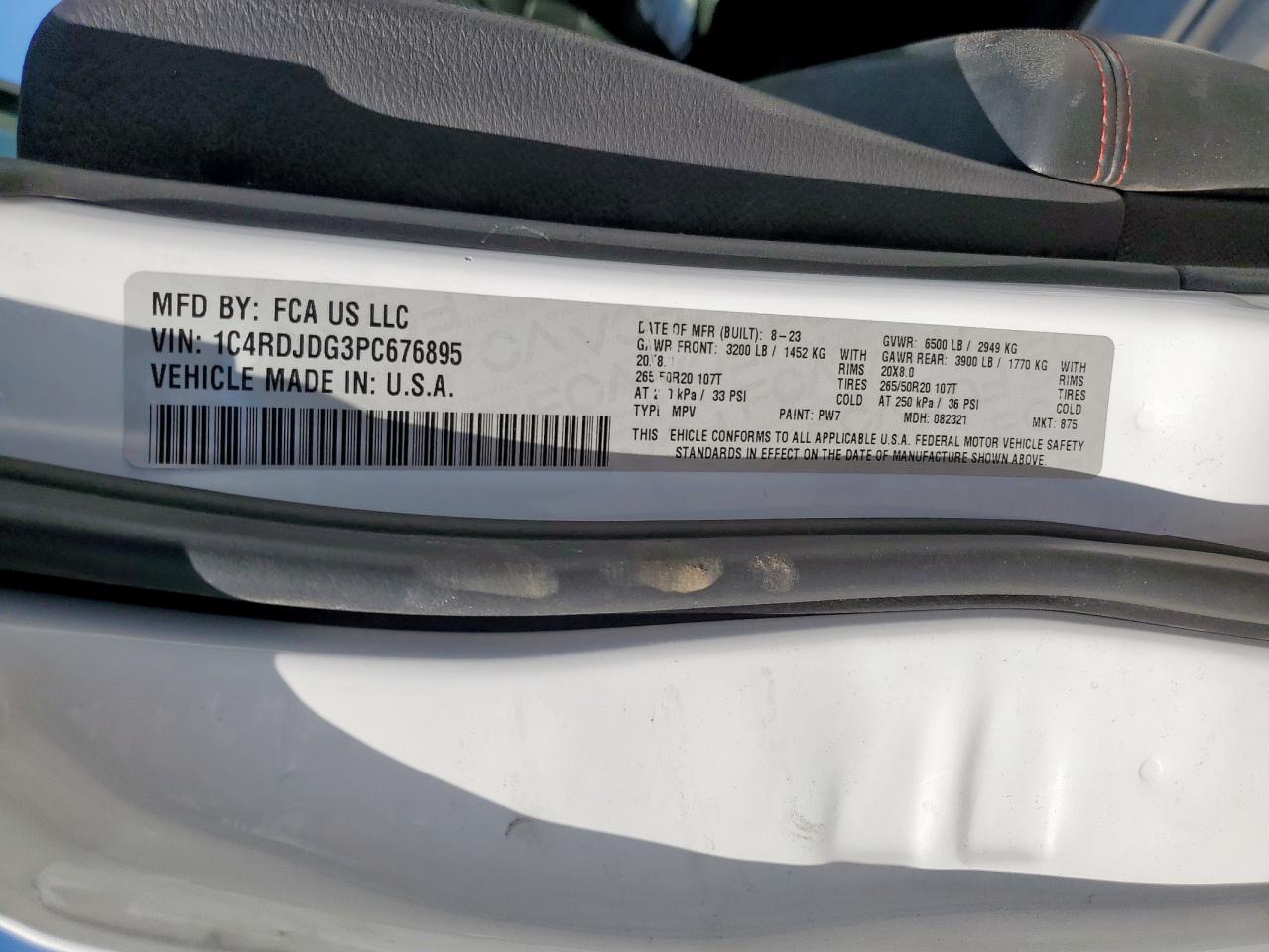 2023 Dodge Durango Gt VIN: 1C4RDJDG3PC676895 Lot: 91660625