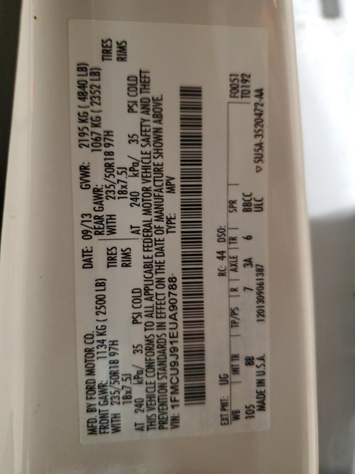 2014 Ford Escape Titanium VIN: 1FMCU9J91EUA90788 Lot: 91730075